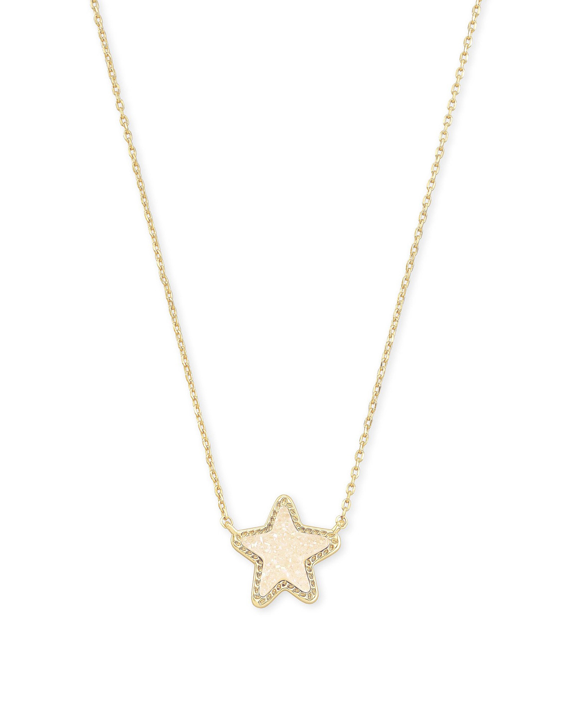 Kendra Scott - Jae Star Short Pendant Necklace Gold Tone - Iridescent Drusy